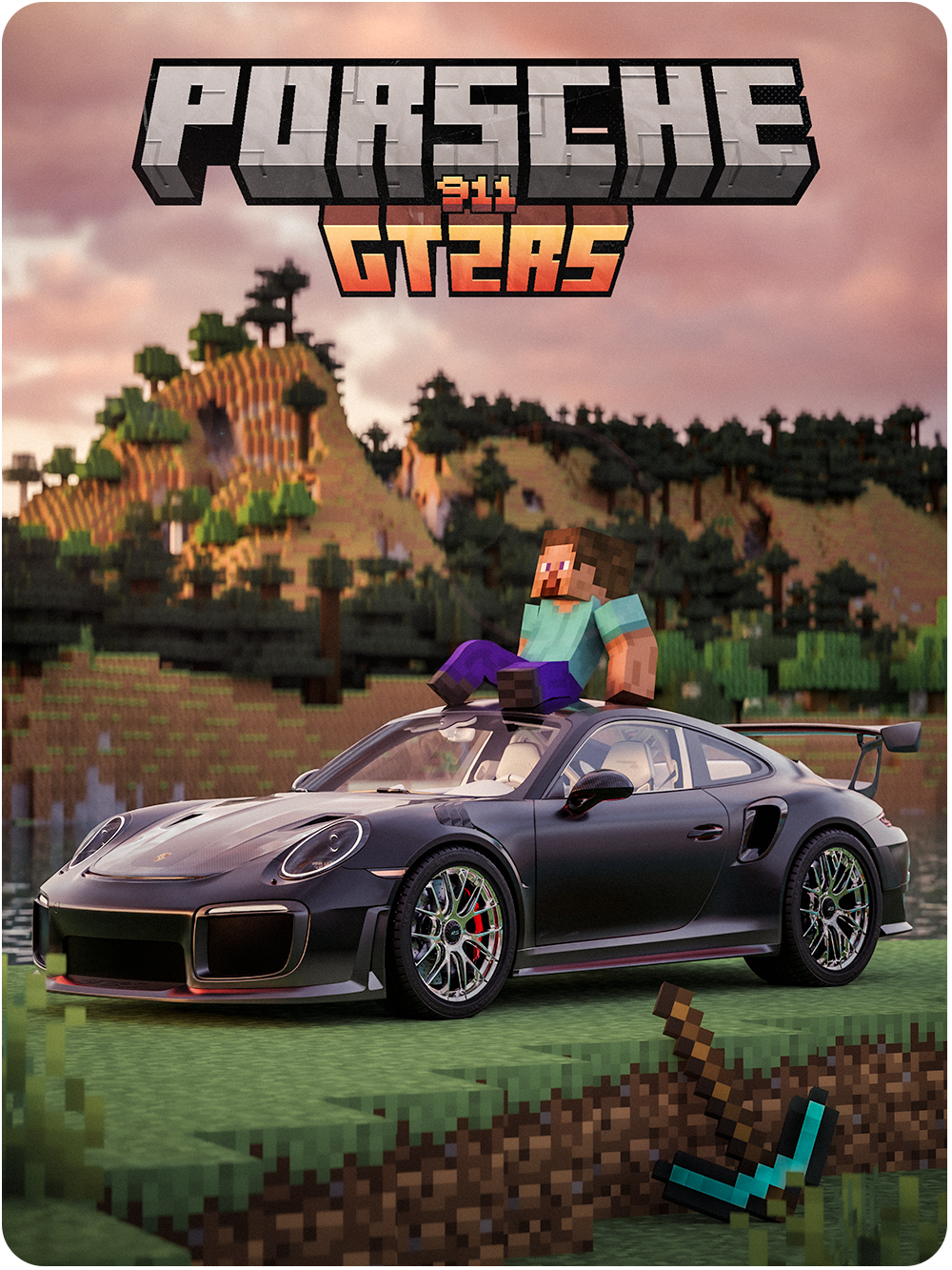 Porsche GT2RS- Minecraft edition (Unframed)