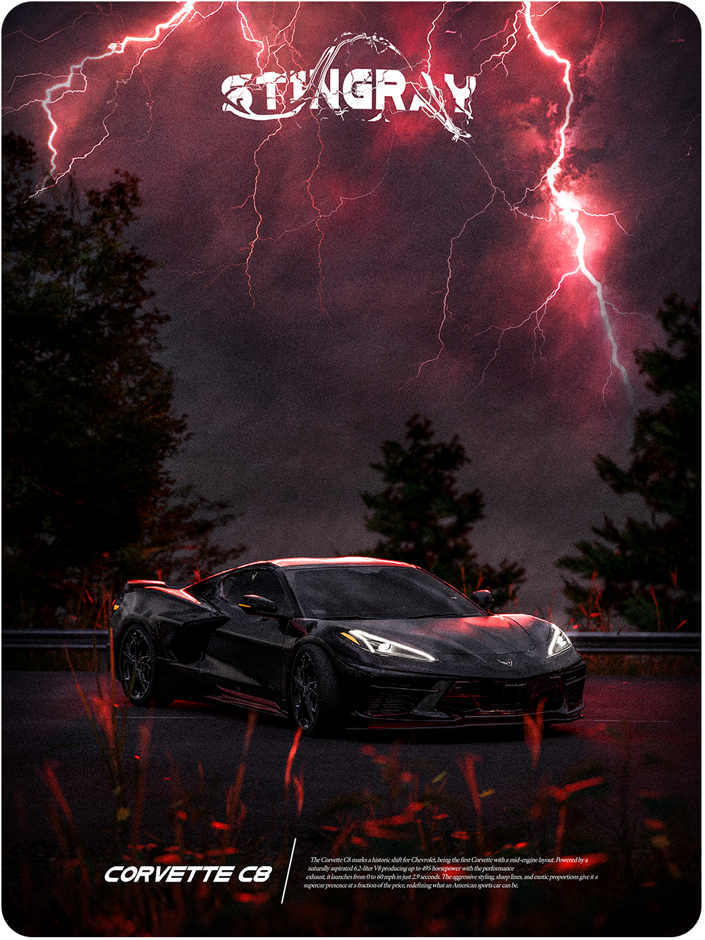 Corvette Stringray C8 (Framed)