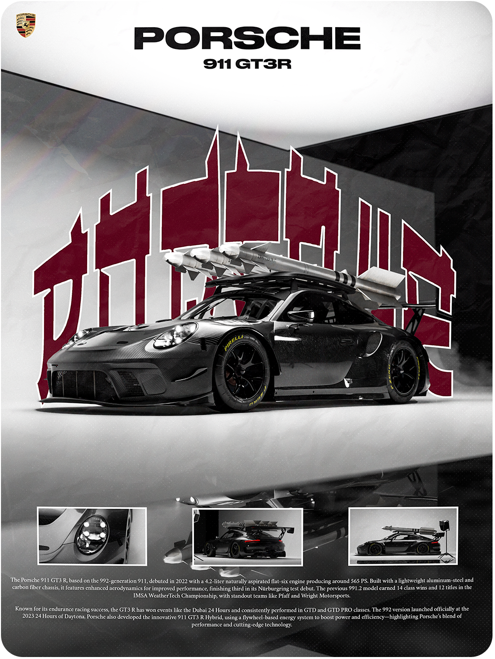 Missile Mounted Porsche GT3R (Unframed)